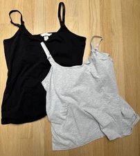 H&M Womens Mama/Maternity  Black & Gray Nursing Maternity Top Breastfeeding Sz L