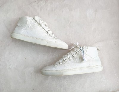 Balenciaga Arena White 13 46 Leather High Top Sneakers Shoes