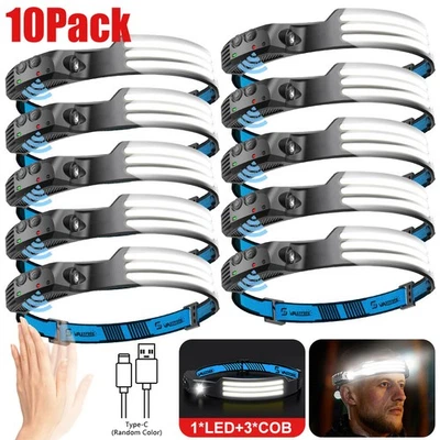 VASTFIRE 1-20X COB LED Motion Sensor Head Torch Headlamp Band Rechargeable Work Light UK
