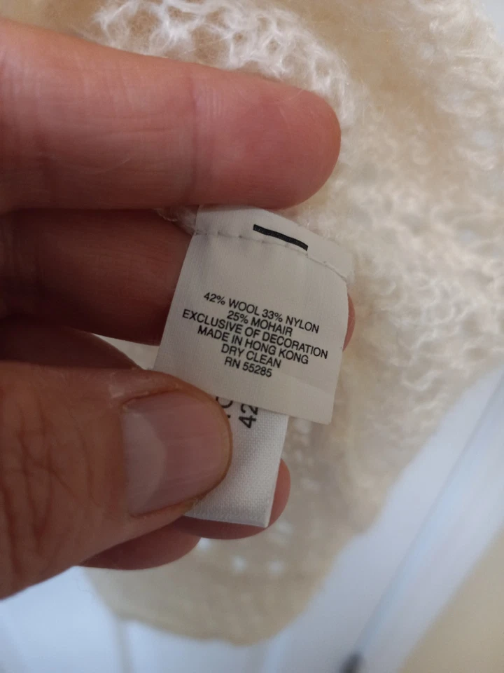 Camiseta sin mangas EXPRESS Mujer De colección Y2K Beige Crochet Tejido Cintura Imperio Mezcla Lana S Foto 4 de 4