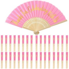 50 Pcs Wedding Fans for Guests Bulk Silk Hand Fans Handheld Folded Thank You ...
