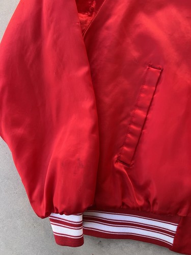Chaqueta de satén vintage talla XL? Red Santa Cruz Dust Devils años 80 90 cuello - Imagen 4 de 11