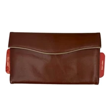 Vintage Buxton Brown Genuine Leather Envelope Wallet Card Holder Checkbook Cover