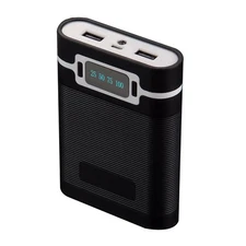 Black 5V/2.5A 2 USB Ports 2000-12000mAh Power Bank DIY Case For 4*18650 Battery
