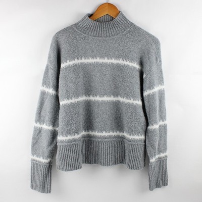 Nine West Grau-Weiße Strickpullover Mit Langarm Für Damen Größe S