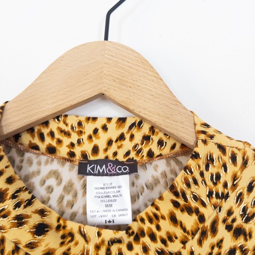 Camicetta leopardata maglia Brasile Kim & Co taglia M nuova oro metallizzato elasticizzato - Foto 4 di 21