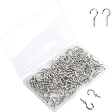 100 Pcs Small Screw Hooks, 1/2 Inch Screw-in Hooks Copper Plated Metal Silver 