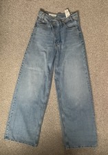 ZARA High-Waist TRF Wide-Leg Crossover Waist Jeans