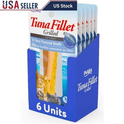 Premium Hand-Cut Grilled Tuna Fillet Cat Treats W/ Vitamin E 6-Pack Moist Snacks