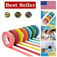 Easy Tear Rainbow Craft Tape - 7 Rolls of 1 Inch Wide, Waterproof & Residue-Free