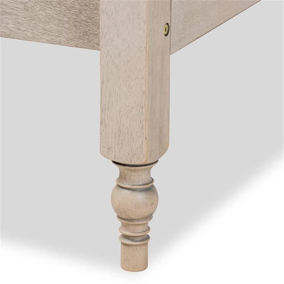 Cama queen size plataforma madeira meados do século Baxton Studio Laure em carvalho branco - Imagem 4 de 4