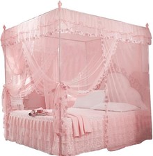 4 Corner Post Mosquito Net, Princess Bed Canopy, Breathable Bed Curtain Full ...