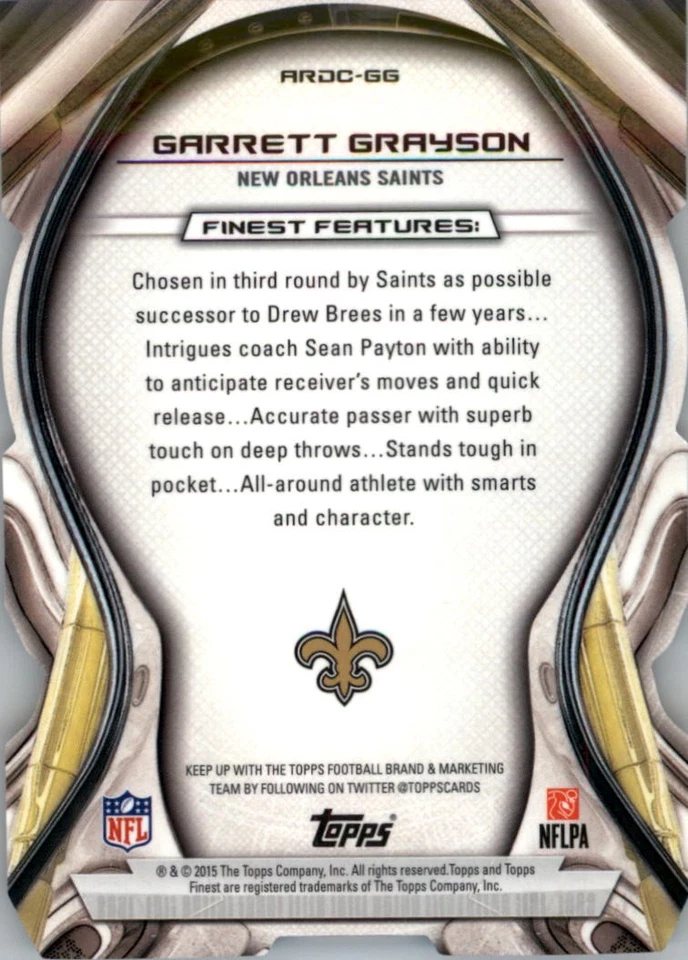 2015 Finest Atomic Refractor Rookies #ARDCGG Garrett Grayson - FB - Image 2 of 2