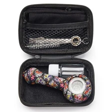 4.4 Inch Tobacco Smoking Silicone Pipe 9-Hole Glass Bowl Collectible Hand Pipe