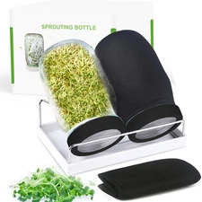 Organic Seed Sprouting Jar Kit – 2 × 32 Oz Wide-Mouth Mason Jars with Stainless-