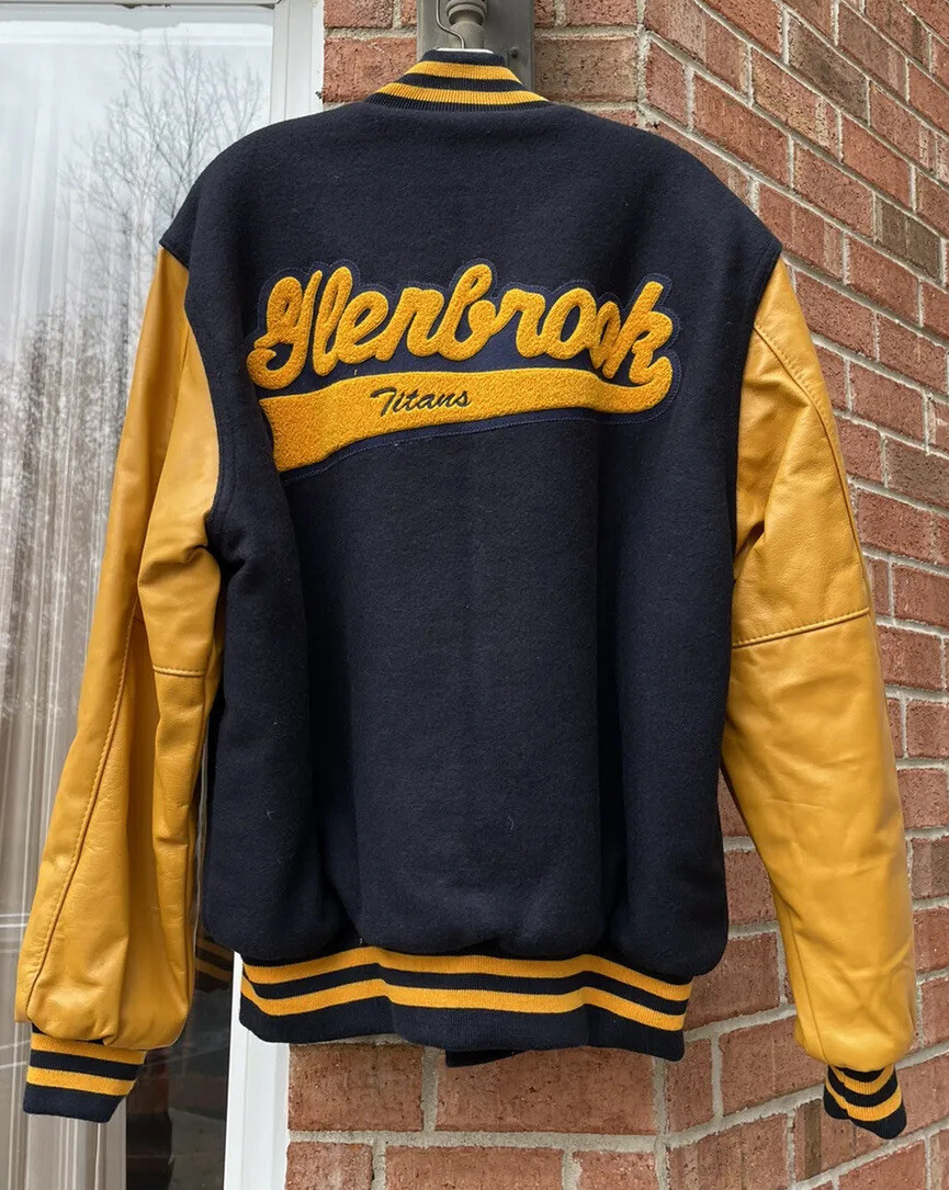 ジャケット・アウター old Holloway teddy jacket Vintage Holloway Varsity Jacket Wool Leather Letterman L