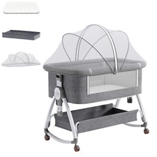 Image of 4in1 Baby Bedside Crib Sleeper Bassinet Height Adjustable Infant Newborn Cot Bed