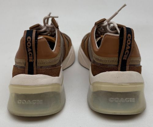 COACH Signature Clip Low Top Sneakers G4940 Shoes Men's Size 10.5 D Khaki Saddle - Picture 7 of 11