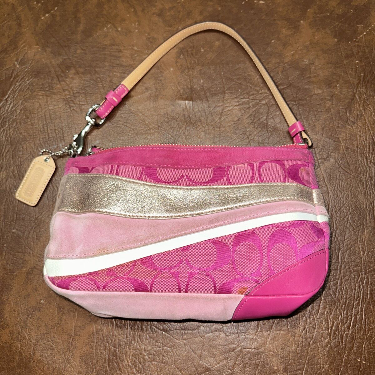 Vintage Y2K Rare 2004 Coach Wave Patchwork Pink Suede Vintage Y2K Rare 2004 Coach Wave Patchwork Pink Suede