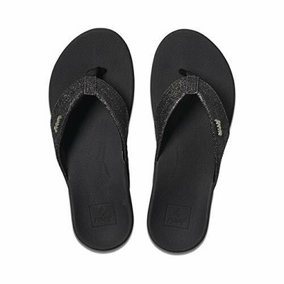 Reef Women's Ortho-Spring Flip-Flop, Black/Black Glitter, Size 10.0 dFYZ | eBay