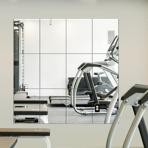 Home Gym Mirror Tiles - Large Square Mirrors (Glass, 16X12'' - 12PCS) for Home, - Picture 4 of 12