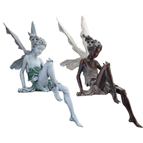 Figurine Fairy Sitting Statue Outdoor Garden Resin Ornament Sculpture Home Decor - 第 4/9 張圖片