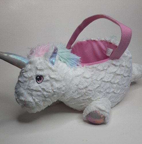Cesto pasquale in peluche unicorno caccia uova secchiello caramelle - Foto 2 di 4