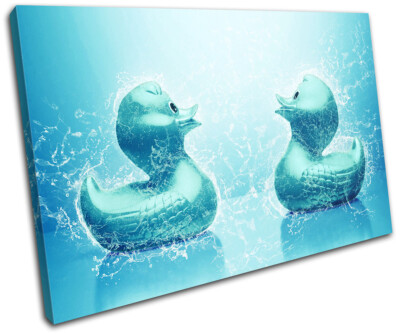 Rubber Duck Aqua Water Splash Bathroom SINGLE Leinwand Kunst Bild drucken