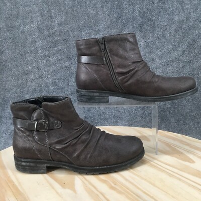 Baretraps Boots Womens 8.5 Biker Gray Side Zipper Buckle Casual Ankle Top Comfor