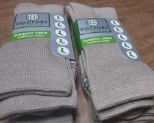 LOT OF 2 DOCTORS CHOICE Mens 2 PR Diabetic Tan Crew SOCKS Shoe Szs 6-12.5 