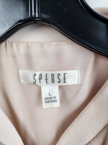 Spense Womens Jacket Size Large Tan Varsity Style Pockets Long Sleeve Full Zip - Picture 3 of 7