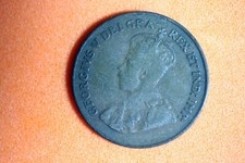 1921 - Canada Canadian One 1 Cent King George V Coin!!  ##N01496