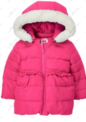 Gymboree Girls 3T Magenta Pink Ruffle Puffer Coat ''Ready Jet Go'' NWT Winter Coat