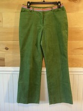 vtg lilly pulitzer Green Pinwhale Corduroy Cropped Pants Grosgrain Ribbon Waist