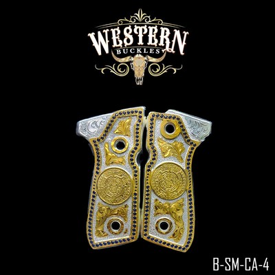 Beretta Grips Cachas 92fs Aztec Calendar Gold and Zircons with Screws