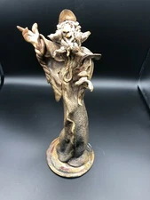 Vintage Clay Art Wizard Figurine by Smelt (?), Signed by Artist, 13" Tall