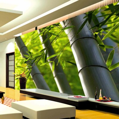 Green Bamboo Leaves Full Wall Mural Photo Wallpaper Printing 3D Decor Kid Home