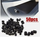 50 Pcs Universal Black Plastic Car Motor Tire Valve Stem Caps free shipping
