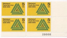 STAMP US SCOTT 1314 "National Park Services" 5 CENT 1966 MNH PB OF 4 LR- A