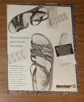 Seltene Werbung vintage GANTER Sandalen - Die Alternative zum Barfußgehen 1992