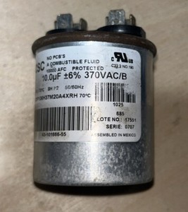 Rheem 43-101666-55 Capacitor 10UF 370V 325P106H37M20A4XRH USED