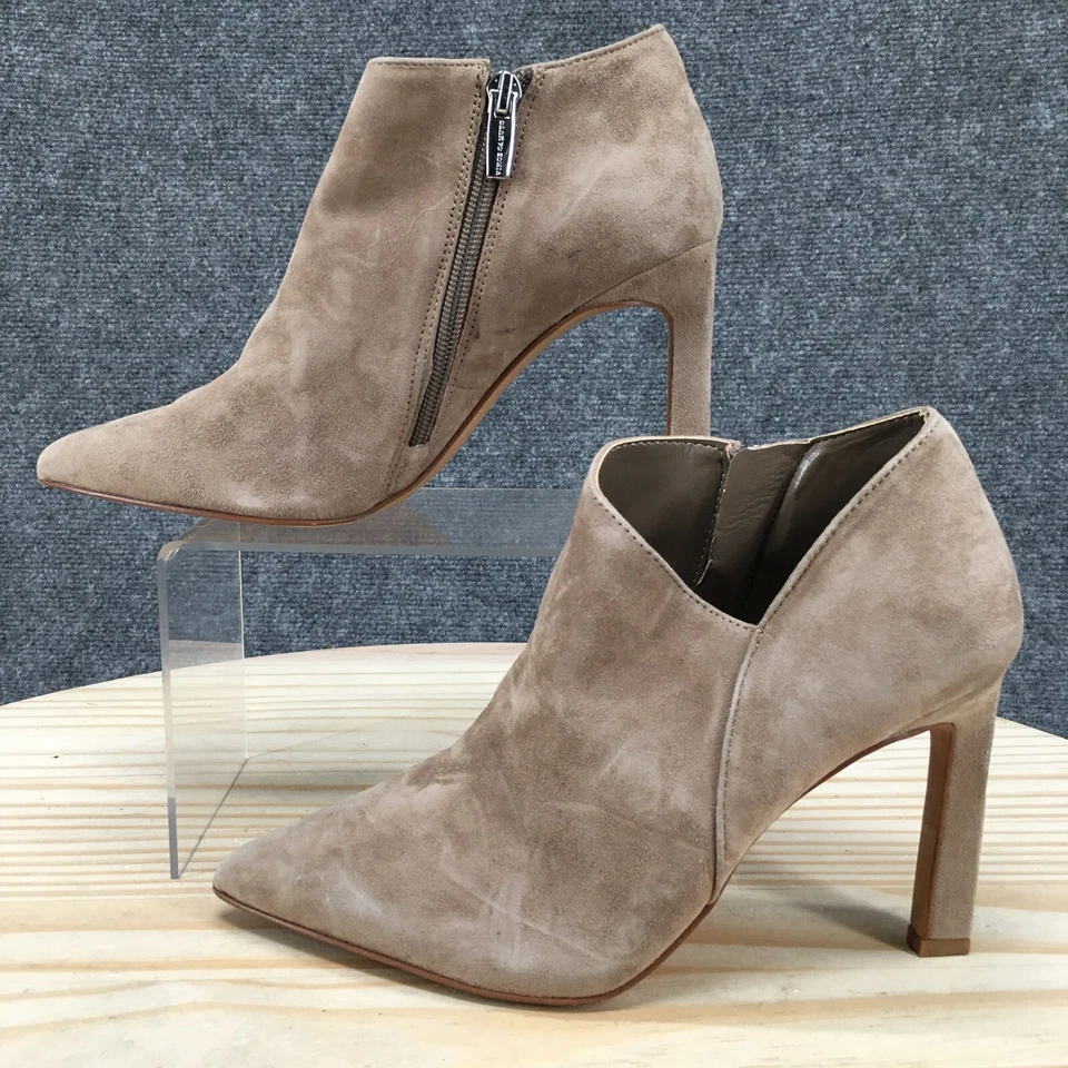 Vince Camuto Botas Mujer 7.5 M Botines Beige Gamuza Punta Cremallera Foto 2 de 4