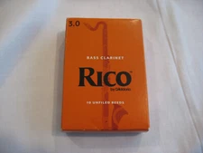 Box of 10 Rico Bass Clarinet 3.0 Reeds