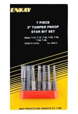 Enkay 3044-C - 7 pc 2'' Tamper Proof Torx Star Security Screw Bit Set