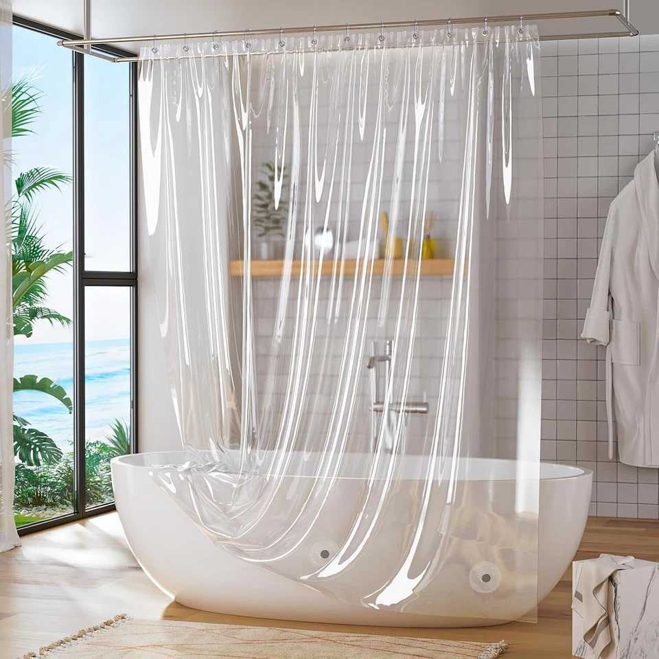 Long Shower Curtain Liner 72 x 84 or 72 X 72 Clear Plastic Shower Liner PEVA - Image 3 of 4