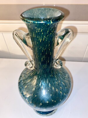 Italian Murano Art Glass Fratelli Toso Bollicine Bollicini Urn Vessel Vase 11.25