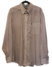 Ariat Pro Series Button Down Shirt-Wrinkle Free-Men's XL-Blue Orange Pattern