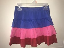 Hanna Andersson Color Block Red Pink Blue Tiered Skirt 110.