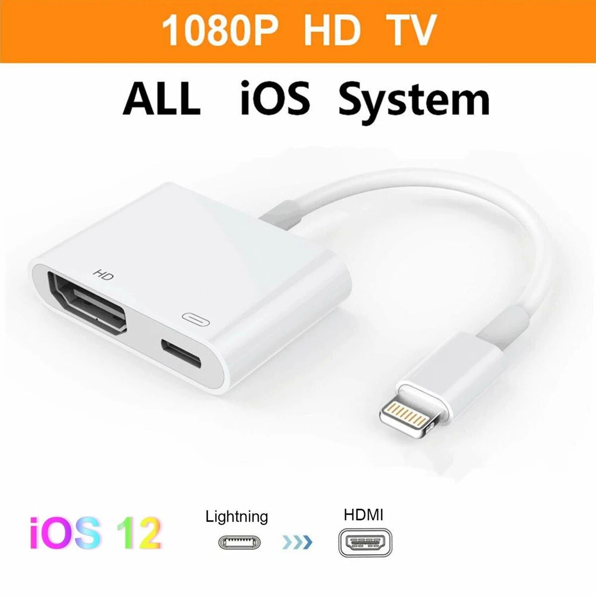 1080P HDMI Cable Digital HDTV Adapter for Apple iPhone XR XS 8 7 6