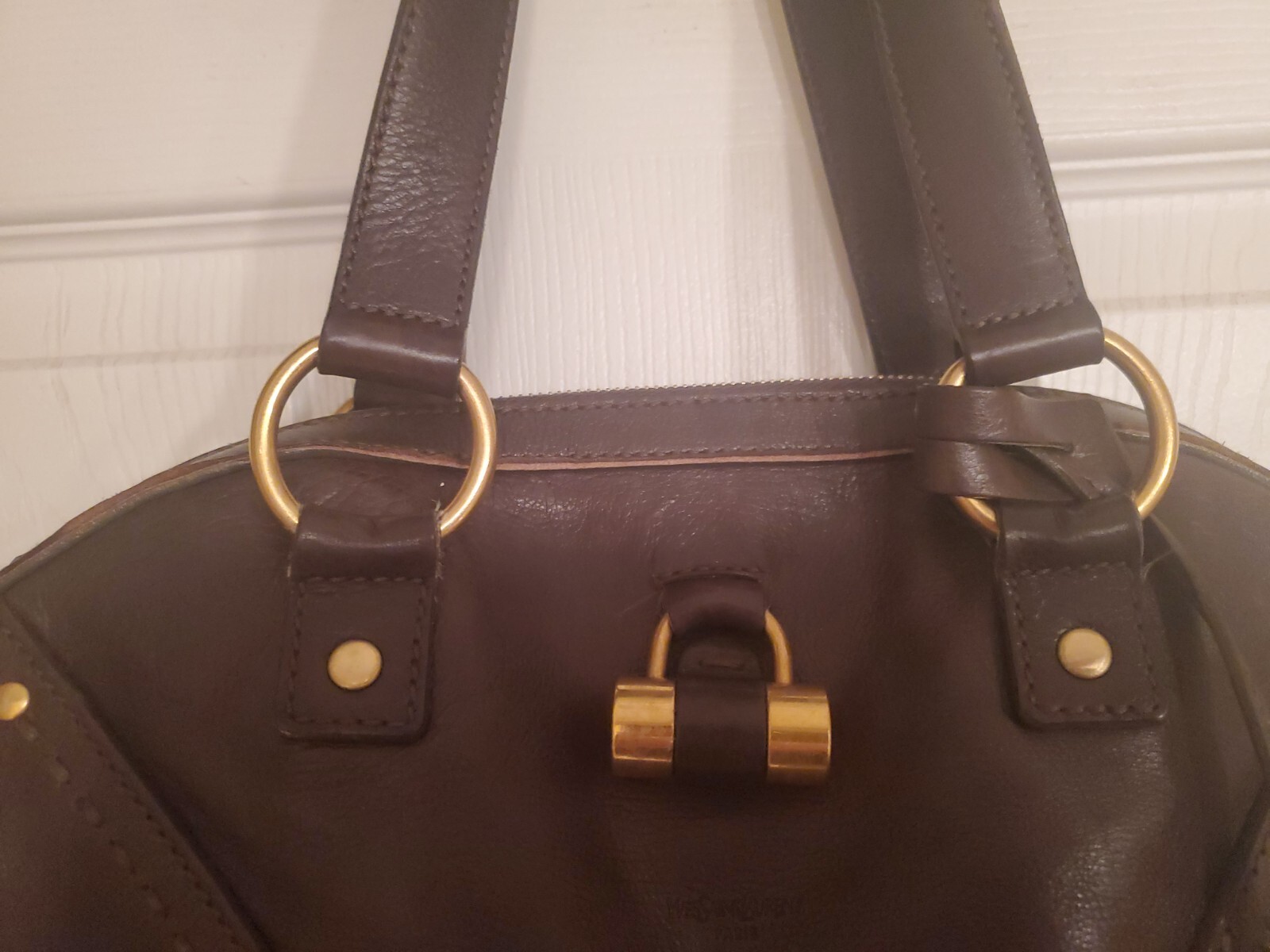 Borsa a tracolla Yves Saint Laurent in pelle verde oliva scuro militare autentica